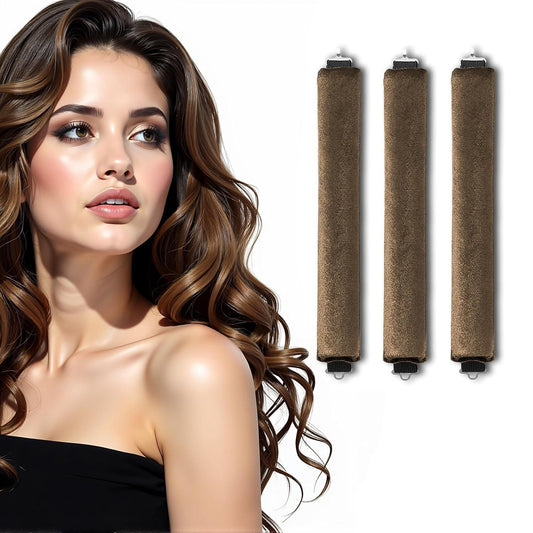 Beautifyu Heatless Curling Rods with Hooks (Pack of 3)  Brown Colour available